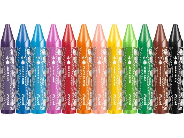 Waskrijt Maped Jungle Fever Jumbo set a 12 kleuren