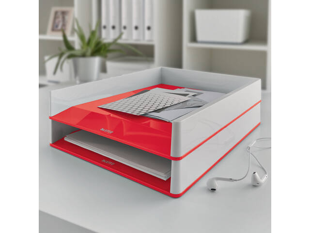 Brievenbak Leitz WOW A4 wit/rood