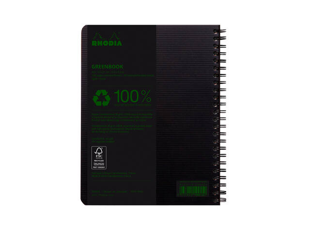 Notbk Rhodia Greenbook A5 lijn 6-g 180 pag zwart