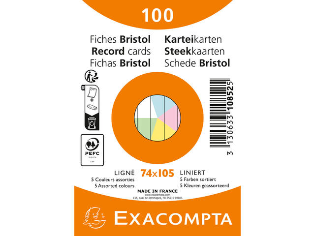 Flashcard Exacompta 74x105mm lijn 5 kleuren