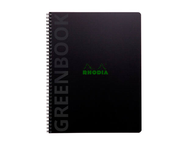 Notbk Rhodia Greenbook A4+ lijn 4-g 180pag zwart