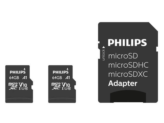 Geheugenkaart Philips micro SDXC 64GB 2 st