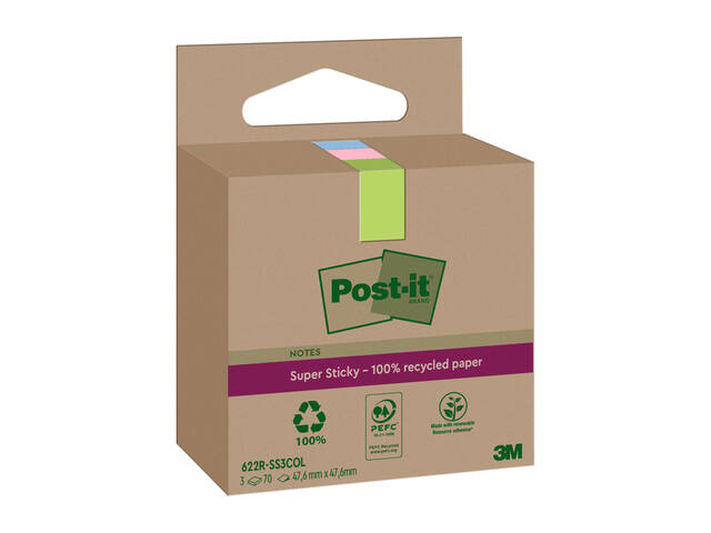 Memoblok 3M Post-it 622 RSS3COL 47.6x47.6mm ass.kl