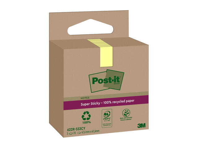 Memoblok 3M Post-it 622 RSS3CY 47.6x47.6mm geel