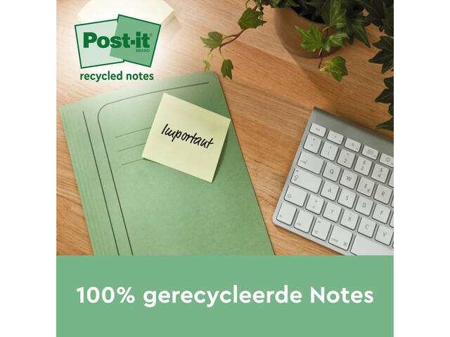 Memoblok 3M Post-it 654 RSSCOL 76x76mm geel 3+1