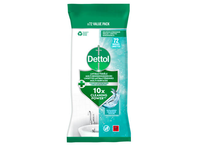 Reinigingsdoekjes Dettol antibacterieel Ocean 72st