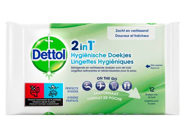 Hygienische doekjes Dettol Wipes 2-in-1 12st