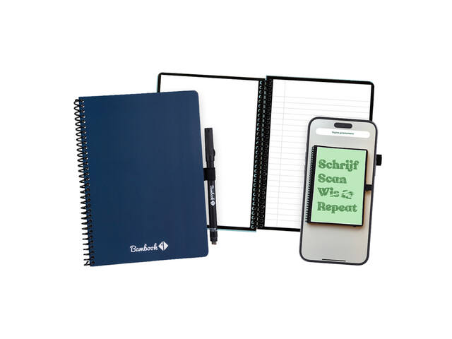 Notitieboek Bambook Navy A5 lijn 40pag uitwisb