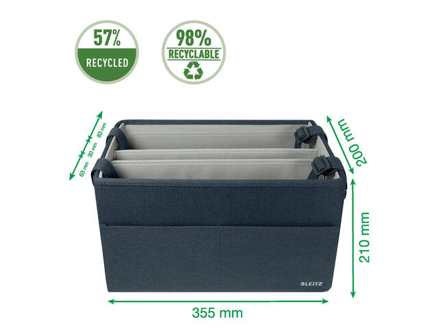 Opbergtas Leitz gestoffeerd 200x210x355mm gr