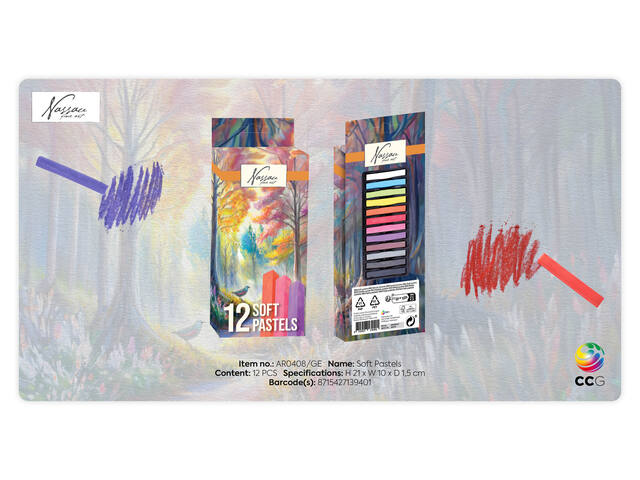 Pastelkrijt Nassau fine art zacht 12 stuks assorti