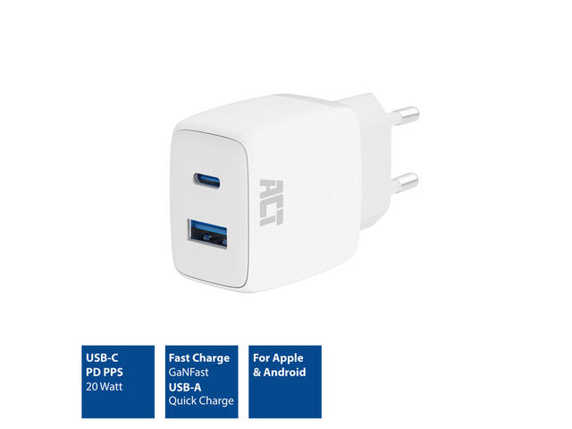 20w lader 2-poorts usb a+c pps