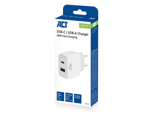 20w lader 2-poorts usb a+c pps