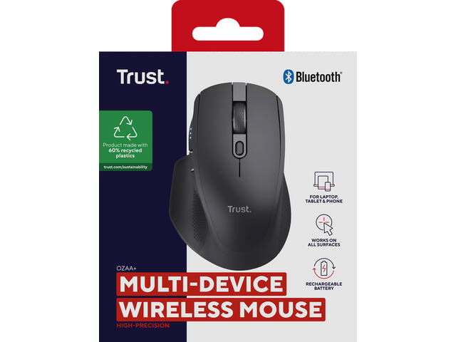 Ozaa+ multi-connect draadloos muis zwart