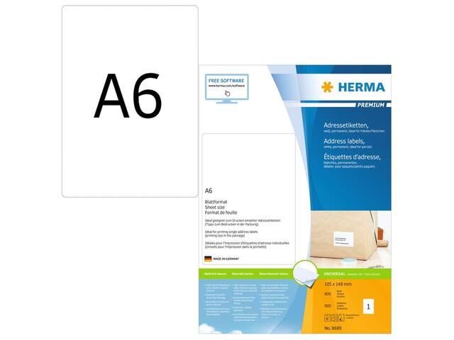 Etiket HERMA 8689 105x148mm premium wit 800st
