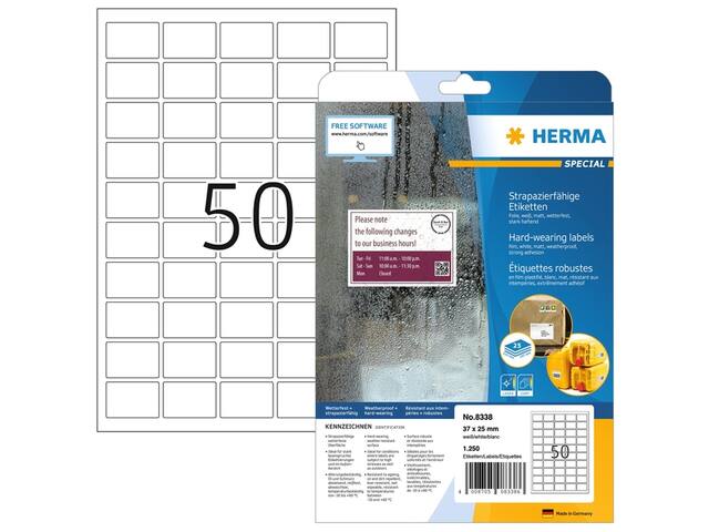 Etiket HERMA 8338 37x25mm weerbest wit 1250st