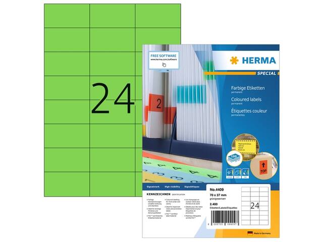 Etiket HERMA 4409 70x37mm groen 2400st