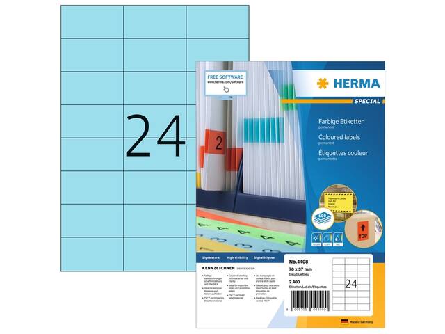 Etiket HERMA 4408 70x37mm blauw 2400st