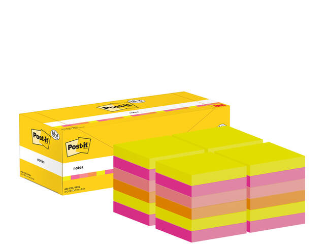 Memoblok 3M Post-it 654-COL 76x76mm kleur ass