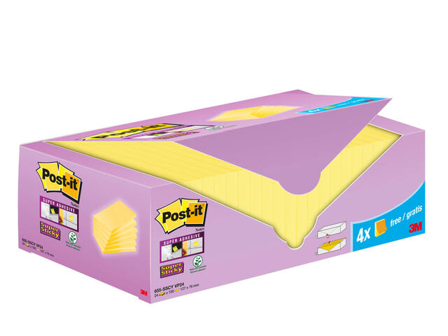 Memoblok 3M Post-it 655-SSCY 76x127mm geel