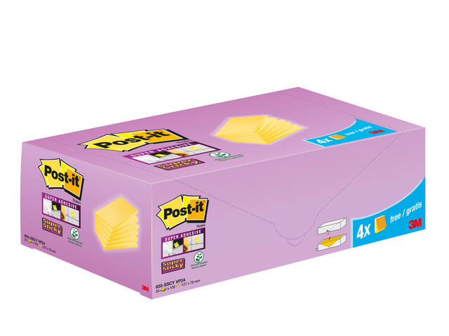 Memoblok 3M Post-it 655-SSCY 76x127mm geel
