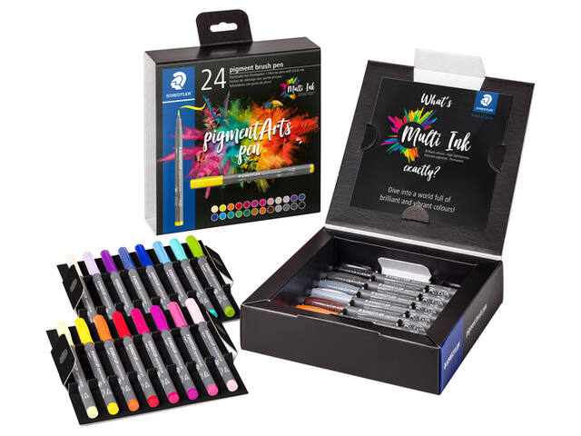 Brushpen Staedtler pigment pen etui 24 st
