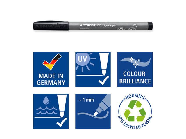Fijnschrijver pigment pen intens zwart