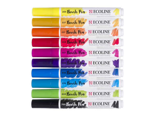 Brushpen Talens Ecoline set 10 stuks primair