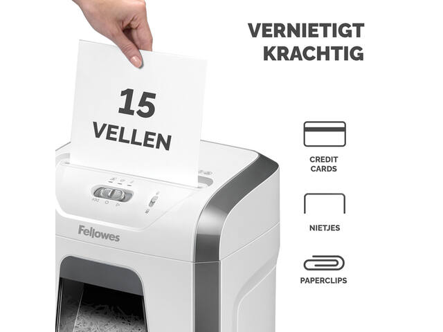 Papiervernietiger Fellowes 15C 4x40mm wit
