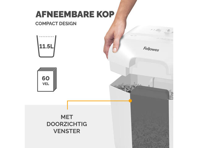 Papiervernietiger Fellowes LX25 4x37mm wit
