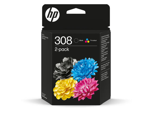 Inktcartridge HP 6L6S6UE 308 zwart + 3 kleuren