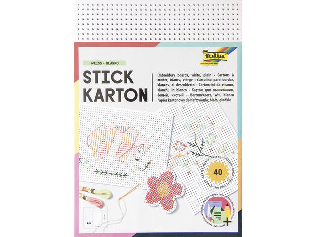 Borduurkaarten Folia 17.5 x x24.5cm 300gr 40v wit