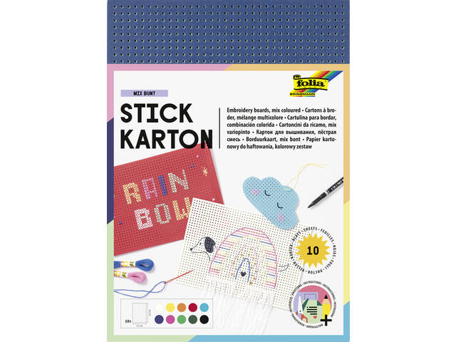 Borduurkaarten Folia 17.5 x x24.5cm 300gr 10v ass