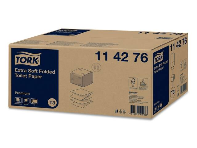 Toiletpapier Tork T3 Premium gevouwen wit 114276