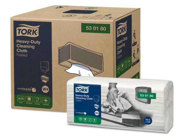 Reinigingsdoek Tork W4 gevouwen wit 530180