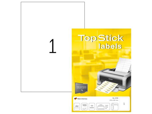 Etiket TopStick 210x297mm wit 100st