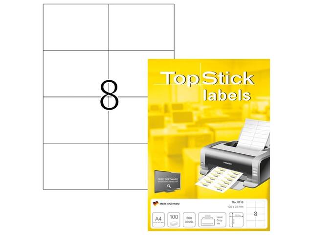 Etiket TopStick 105x74mm wit 800st