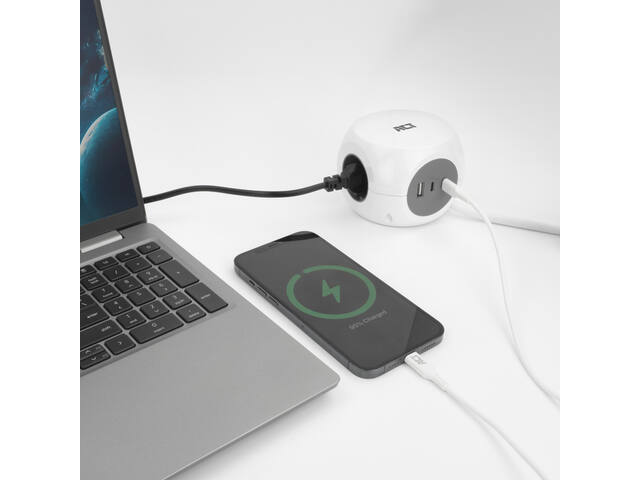 Stekkerblok ACT 3vdig incl 2x USB C/A wt/gs