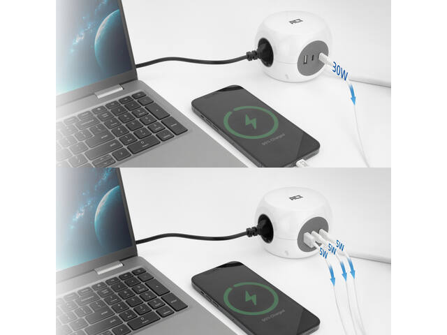 Stekkerblok ACT 3vdig incl 2x USB C/A wt/gs