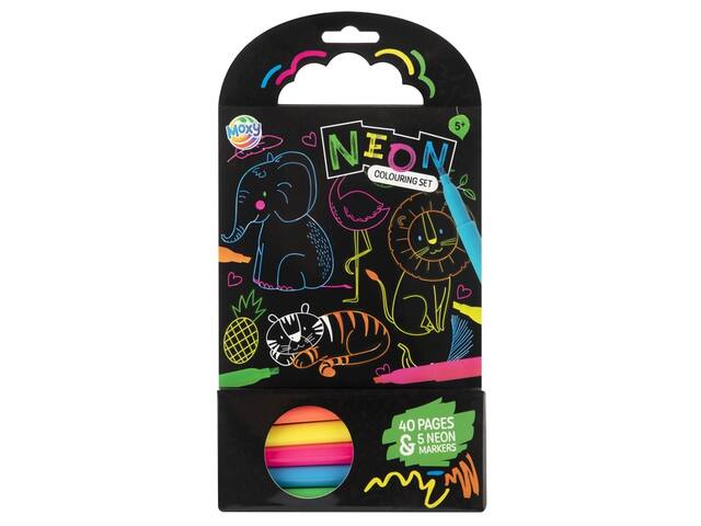 Colouring Book 15x15 cm 40 sheets 5 neon markers