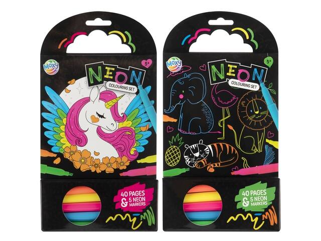 Colouring Book 15x15 cm 40 sheets 5 neon markers
