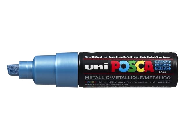 Paintmarker Uni POSCA PC8K B schuin metallic blauw