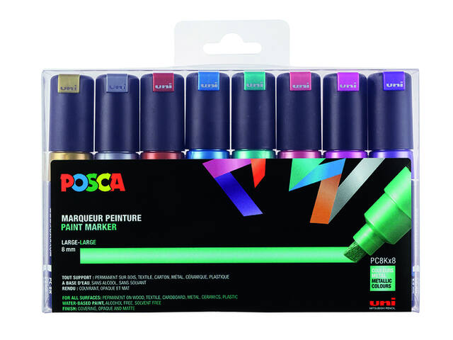 Paintmarker Uni POSCA PC8K B schuin 8st metallic