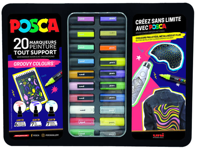 Paintmarker Uni POSCA Groovy Colours metaal 20st