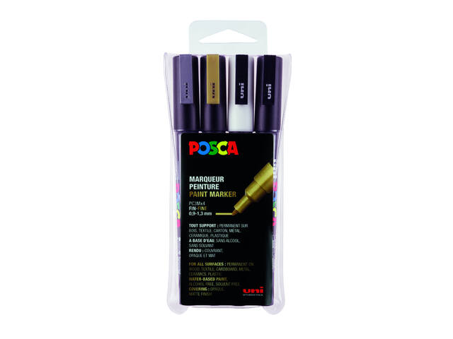 Paintmarker Uni POSCA PC3M F 4st assorti