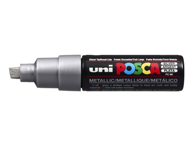 Paintmarker Uni POSCA PC8K B schuin zilver