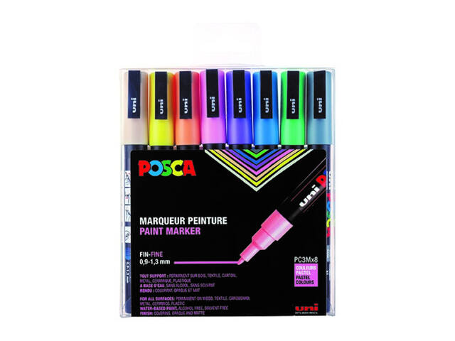 Paintmarker Uni POSCA PC3M F pastel 8st assorti