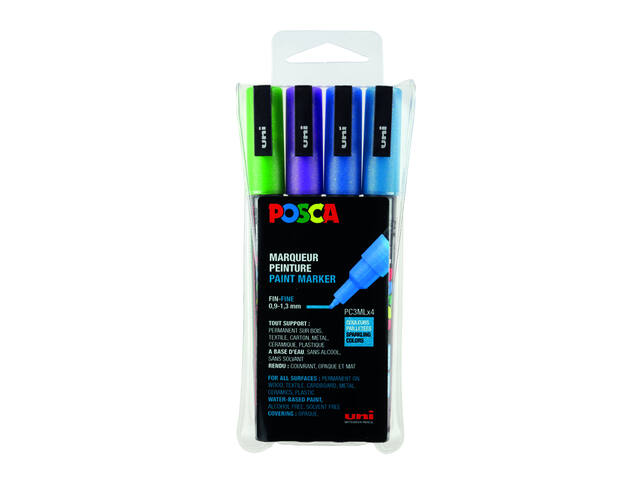 Paintmarker Uni POSCA PC3M F 4st glitter koel