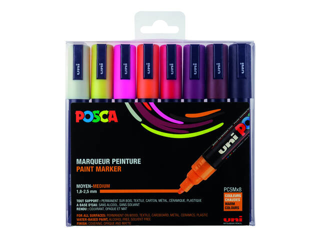 Paintmarker Uni POSCA PC5M M 8st  warme kleuren