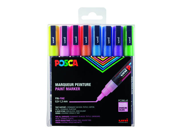 Paintmarker Uni POSCA PC3M F 8st glitter pastel
