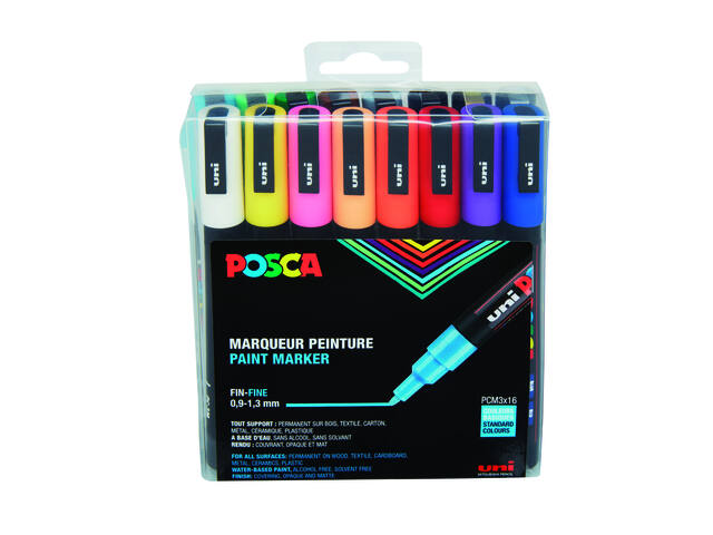 Paintmarker Uni POSCA PC3M F standaard 16st ass